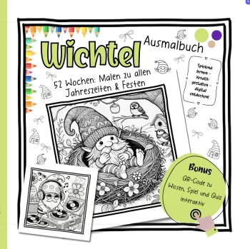 Wichtel-Malbuch für das ganze Jahr: Ausmalbuch für Kinder ab 8 Jahren