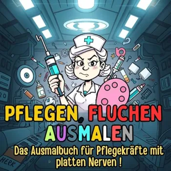 Pflegen, Fluchen, Ausmalen: Das Fluch-Malbuch für Pflegekräfte, Ärzte und Krankenhauspersonal mit platten Nerven und einem Sinn für Humor