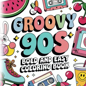 90er Malbuch für Erwachsene und Teenager / Retro Motive