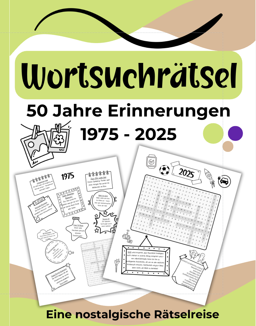 Wortsuchrätsel - Zeitreise: 50 Jahre unvergessliche Momente