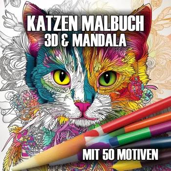Katzen Malbuch - Katzenzauber in 3D & Mandala - Das kreative Ausmalbuch für Teenies und Erwachsene: