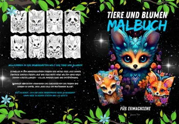 Tiere und Blumen Malbuch für Erwachsene