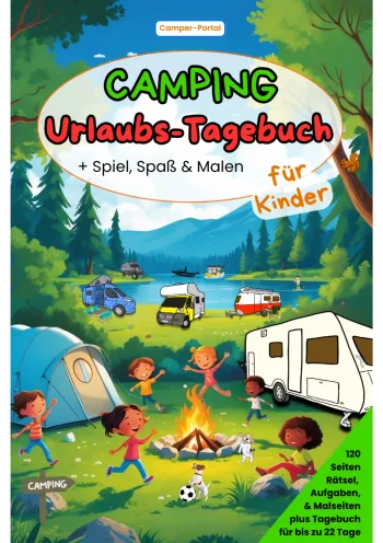 Camping Urlaubstagebuch für Kinder + Spiel, Spaß & Malen