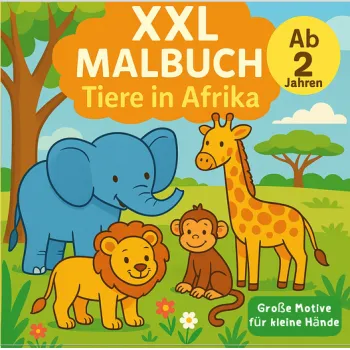 Kritzelmalbuch für Kinder ab 2 Jahren: XXL Malbuch mit liebevollen Tiermotiven auf Afrika: Kritzel-Ausmalbuch mit großen Tiermotiven