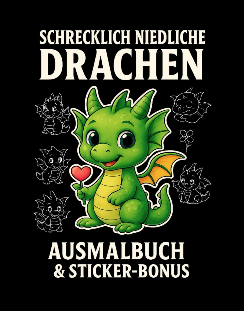 Schrecklich niedliche Drachen: Ausmalbuch & Sticker-Bonus („Schrecklich niedlich – Die magische Ausmalwelt“)