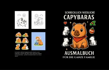 Schrecklich niedliche Capybaras – Ausmalbuch für Kinder von 4–12 Jahren: Mit süßen Tieren, Menschen & Stickerseiten