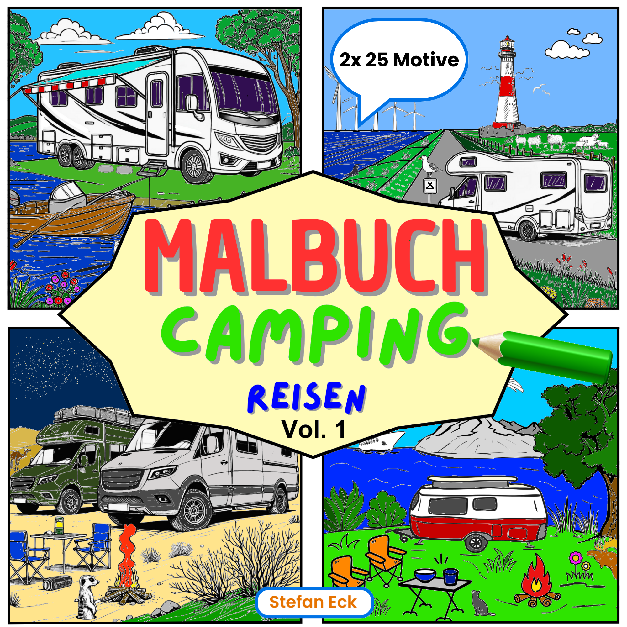 Malbuch Camping Reisen Vol. 1