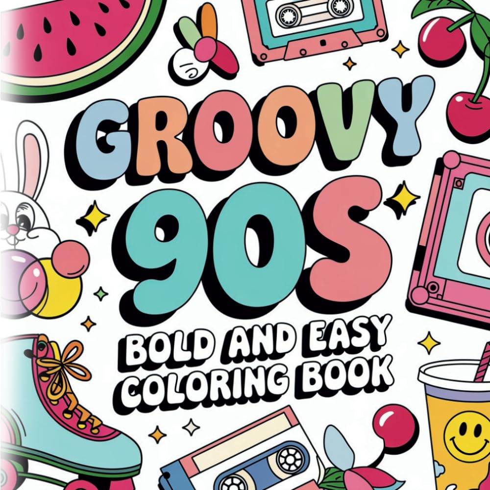 90er Malbuch für Erwachsene und Teenager / Retro Motive