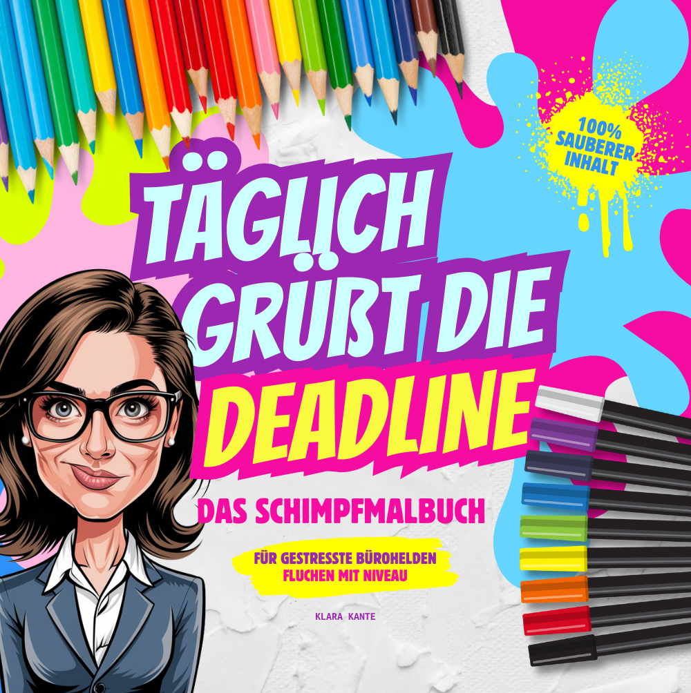 Täglich grüßt die Deadline. Schimpf-Malbuch für gestresste Bürohelden.