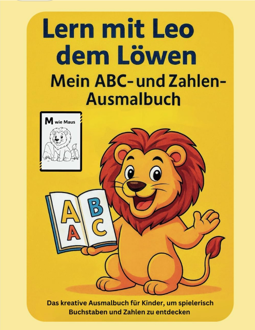 Lern mit Leo dem Löwen-Mein ABC - und Zahlen Ausmalbuch