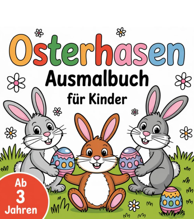 Osterhasen Ausmalbuch für Kinder ab 3 Jahren