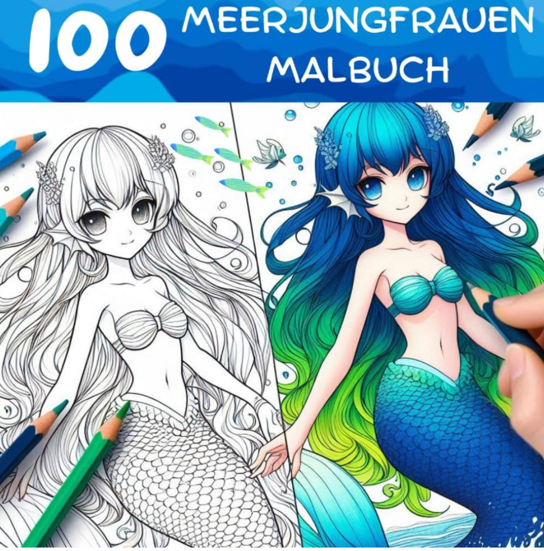 100 Meerjungfrauen Malbuch