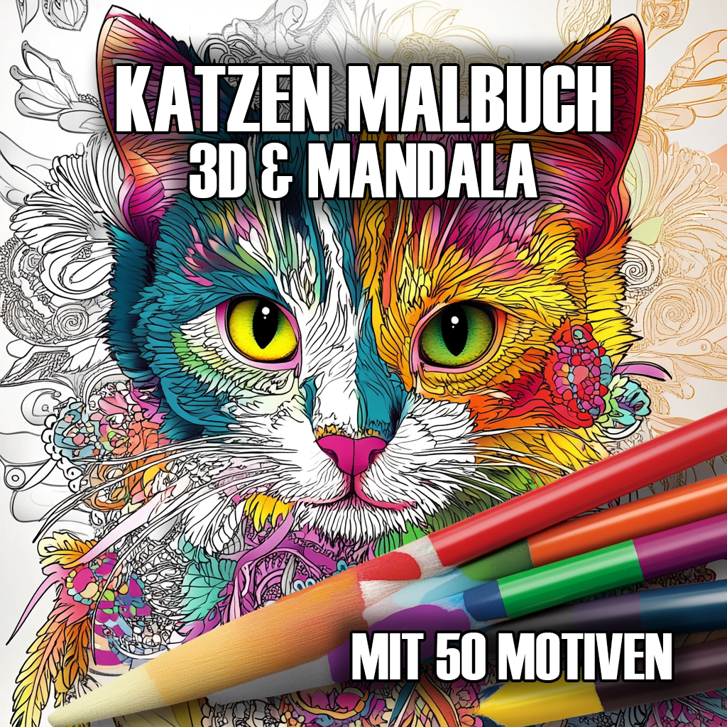 Katzen Malbuch - Katzenzauber in 3D & Mandala - Das kreative Ausmalbuch für Teenies und Erwachsene: