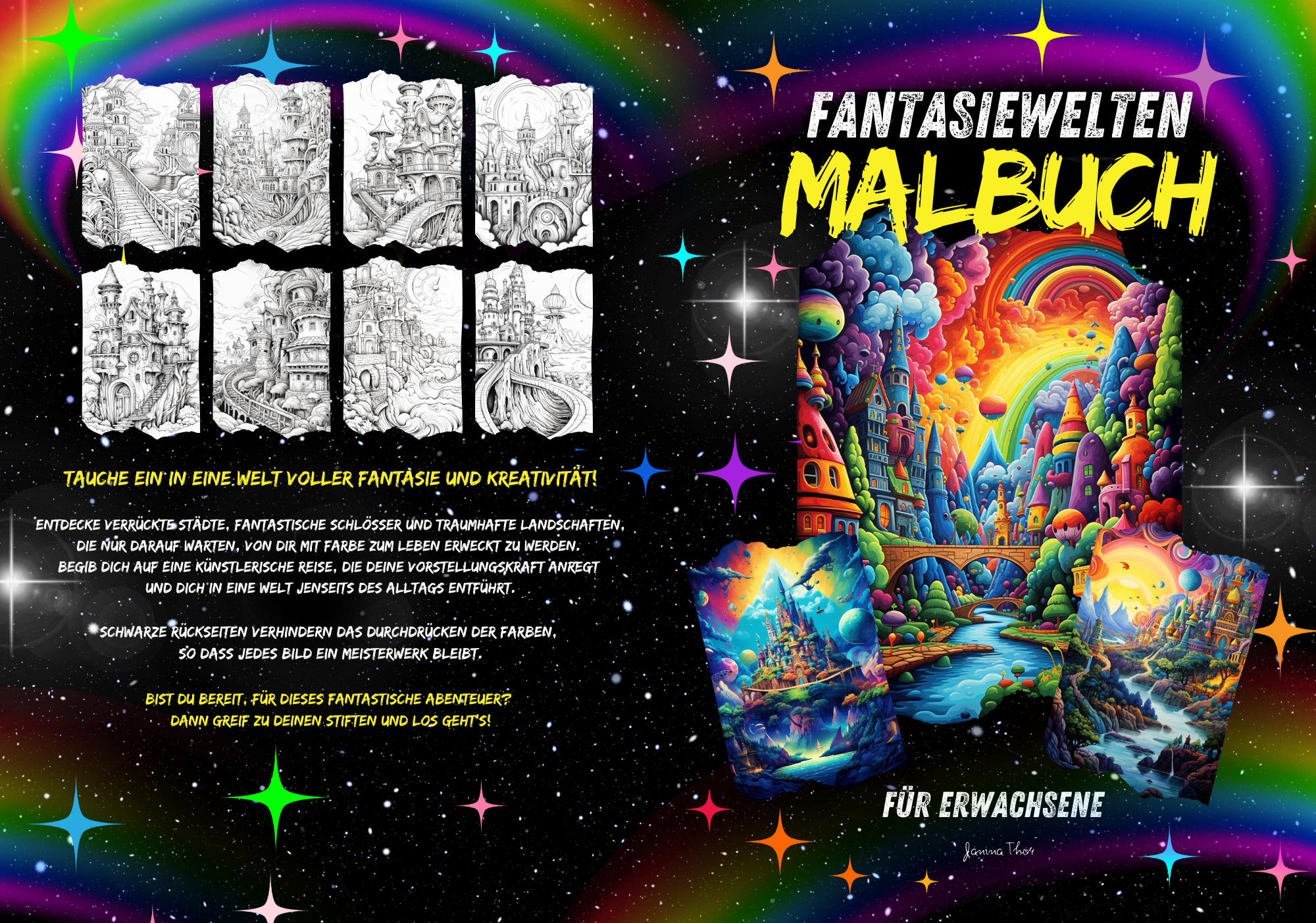 Fantasiewelten Malbuch