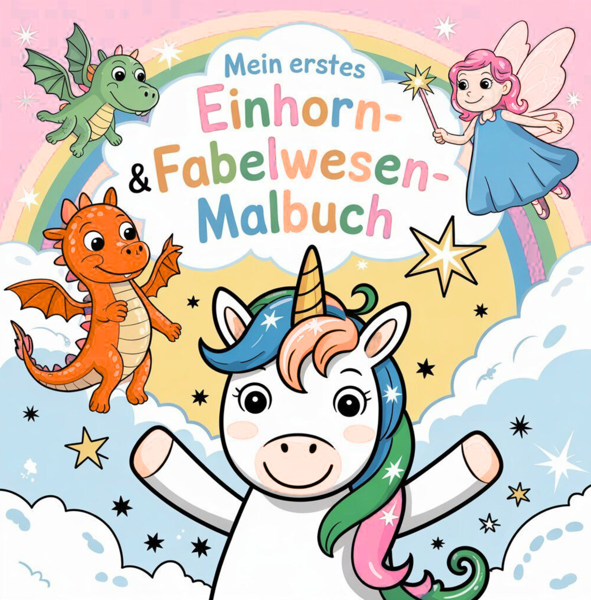 Mein erstes Einhorn- & Fabelwesen-Malbuch - 50 zauberhafte Ausmalbilder für Kinder ab 3 Jahren