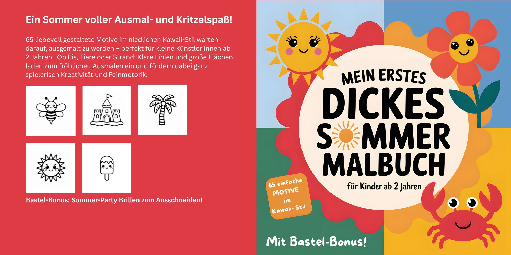 Mein erstes dickes Sommer Malbuch für Kinder ab 2 Jahren:
