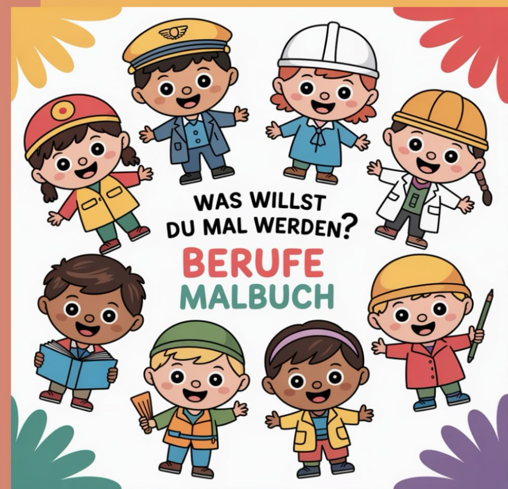 Berufe-Malbuch für Kinder ab 4 Jahren – Spielerisch lernen und kreativ sein: 40 Ausmalbilder mit kurzen Reimen und tollen Berufsmotiven: Fördert ... für Mädchen & Jungen im Vorschulalter