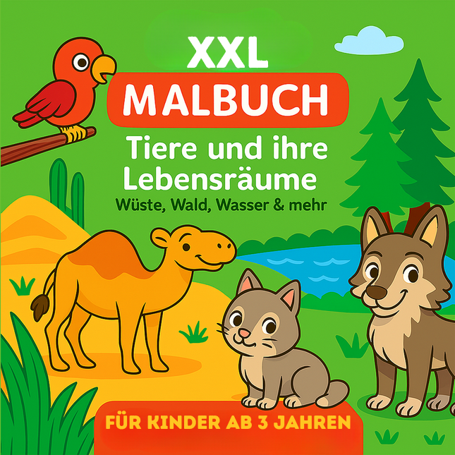 XXL Malbuch ab 3 Jahren: Tiere und ihre Lebensräume: Mit Zähl- und Zuordnungsspielen – inklusive Bonusmaterial per QR-Code