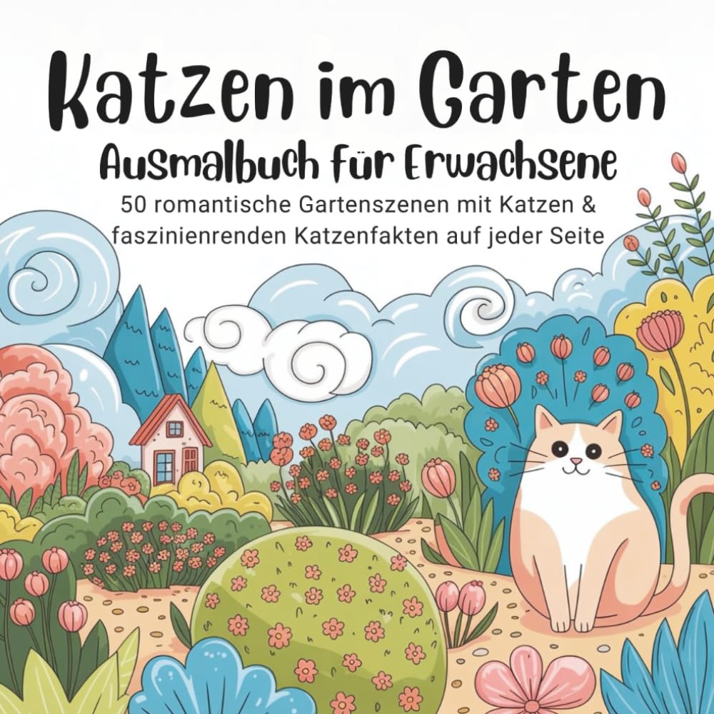 Katzen im Garten – Ausmalbuch für Erwachsene